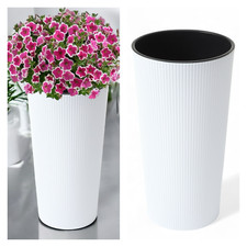 Blumenkübel Rund Slim Pflanzkübel mit/ohne Bewässerungssystem M/L/XL/XXL; Weiß