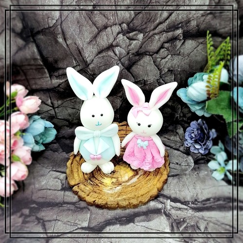 Hasenpaar tortenfigur fondant - hasenpaar,