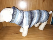 Hundepullover, Gr. M, 53 cm lang, mehrfarbig gestreift, Rollkragen, Strick