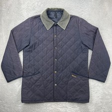 Vintage Barbour Herren Stepp Jacke Gr.M Blau Eskdale Halblang Mantel Winter LOGO