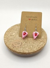 Ohrringe Ohrhänger Kuchen Tortenstück Erdbeere Rosa