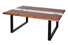 Couchtisch Baumkante massiv Akazie 118 x 80 schwarz FRANCO B-WARE