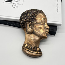 Vintage Bronze Figur  Wandbüste Relief Afrikanischer Frauenkopf • Hagenauer Stil