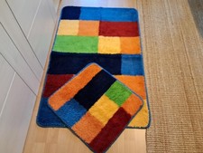 Bunte Badgarnitur 2 teilig Bad- / und WC- Vorleger, Gr. 70x110/ 45x50 cm