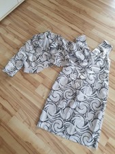 Elegante Kleid+Bolero 44,Kostüm,2 Tlg,Set,Festlich,Hochzeit,Party,Sommer,Silber