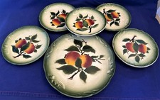altes 6 tlg. Obstteller Set Keramik Frankreich Jugendstil?  Aprikosen?