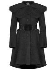 Punk Rave Damen Gothic Lolita Puppe Steampunk 2 Teile Mantel Jacke Kap Set Black