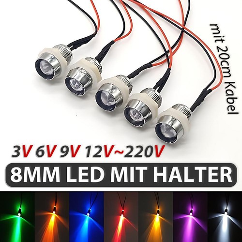 220v 8mm led mit - 3v, 6v