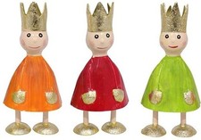 putzige kleine Dekofigur König zu stellen grün orange rot und goldener Krone 
