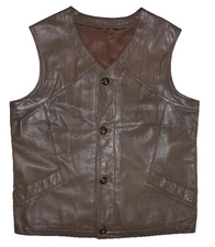 Damen- LEDERWESTE / Weste / Gilet in khaki- braun aus Glattleder ca. Gr. 46