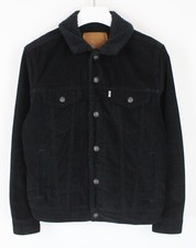 Levi's Premium Big E Jacke Herren Klein Sherpa Innenfutter Kord Kragen Schwarz