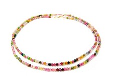 Halskette aus dem Edelstein Turmalin in facettierter Kugelform Ø3 mm 925 Silber