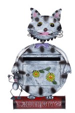 Briefkasten Katze 12A478-2 Handbemalt Metall Zeitungsrohr Wandbriefkasten 74cm