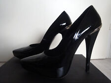 1969 Pumps Schwarz Gr 37 Lack Leder High Heels Plateau 13 cm Handmade in Italy