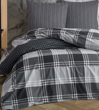 Bettwäsche Baumwolle 135x200 155x220 200x200 200x220 anthrazit schwarz gestreift