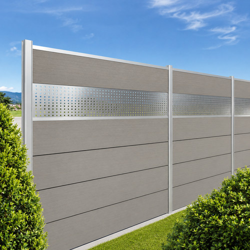Wpc sichtschutzzaun grau - grau, xl
