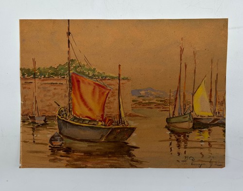 Aquarell schiffe hafen 1932 - im,