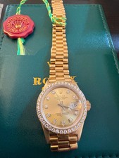 ROLEX DAMEN GELB/GOLD-LADY DATE-JUST 18 KARAT/750 GOLD mit BRILLIANTEN + DIAMANT