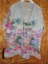 Vintage, Oberteil, Bluse, Kurzarm, Damen, Gr. ca. 42, luftig-leicht, Hawaiistil