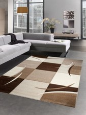 Designer Teppich Wohnzimmerteppich braun beige creme mocca