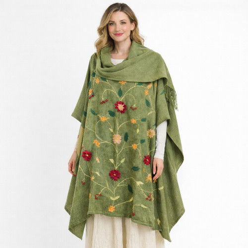 Vtg wool poncho floral - vtg, top