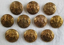 Set 10x UK Army: "GENERAL SERVICE GREATCOAT BUTTONS" (Large, 23mm, WW1-WW2 Period)