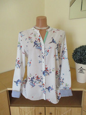 Ultimo Fashion Damen Bluse Gr. 44 weiß Motiv=Vögel langarm Baumwolle