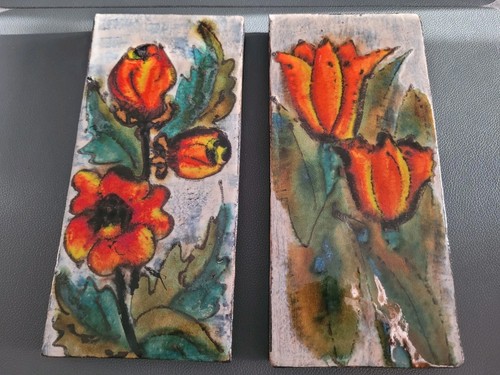 Ruscha wandkeramik blumen - 2x,