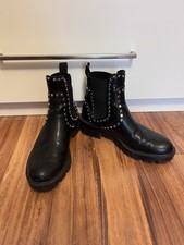 ZARA Chelsea Nieten Ankle Boots 36 schwarz  silber Plateau Profil Sohle super 1A