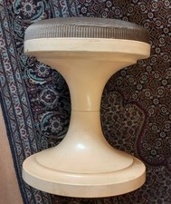 Vintage Tulpenfuß-Hocker, 70er Jahre, Höhe 44 cm, grau-beige, Retro Pur