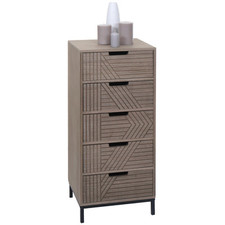 B-Ware Kommode MCW-N90, Schrank, 3D-Design Holz Metall 84x35x29cm, grau-braun