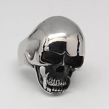 1) Totenkopf Ring Edelstahl Biker Rocker Skull Schmuck Silber Harley Chopper