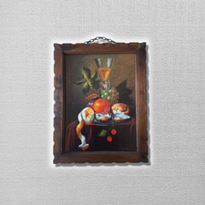 ORIGINAL Ölgemälde auf Karton inkl. Rahmen | Stillleben/Obst | Signiert: Lacosta