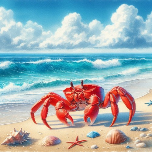 Wandbild krebs krabbe - krebs, strand