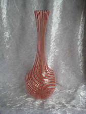 Lauscha Vase FADENDEKOR rot Bimini SWIRL Glasvase Art Deco ? RAR + TOP