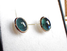 SCHMUCK-STCK Ohrringe 925 SILBER Indigolith grün Cabochon Stecker Turmalin grün