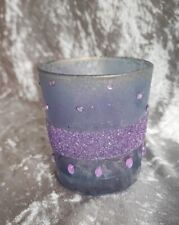 Teelichthalter aus Glas Deko Handarbeit Windlicht Teelicht Glitzer Handmade 