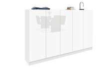 Schuhschrank 5 Türen Kommode Regal Ordnungssystem Modern Weiß Hochglanz VAASA