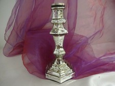 Edler Kerzenleuchter Kerzenhalter Kerzenständer Bauernsilber Silber Glas 21 cm