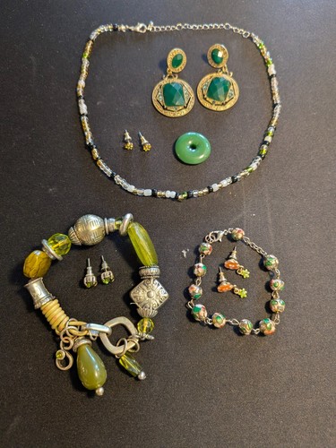 Modeschmuck set grün - set, gold