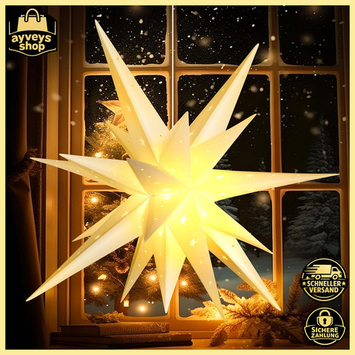 Weihnachtsstern beleuchtet - weihnachtsstern,