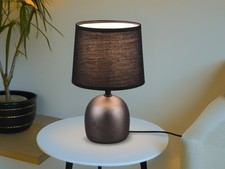 Skandi Tischleuchten kleine Nachttischlampen mit Stoffschirm im Landhausstil