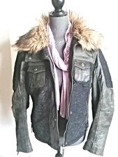 Damen Steppjacke Gr. L Jacke Gipsy Mauritius Lederjacke Stoffeinsatz  Fellkragen