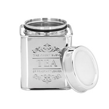Teedose 9.5cm eckig versilbert