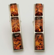 Neu! Bernstein Ohrstecker 925er Sterlingsilber Ohrringe  Stab Amber earrings 