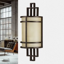 Wandlampe SHOJI Creme Bronze Glas Metall Vintage Leuchte Treppenhaus Wohnzimmer