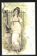 Künstler-AK Junge Frau in