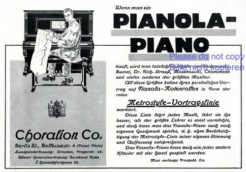 Klavier pianola reklame - pianola,