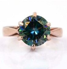 Blau Behandelt Diamantring 4 Karat IN 925 Sterlingsilber mit Rose Gold Finish