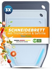 3x Schneidebrett Kunststoff Set - BPA frei -Trichterform & Saftrille - Küchenbre